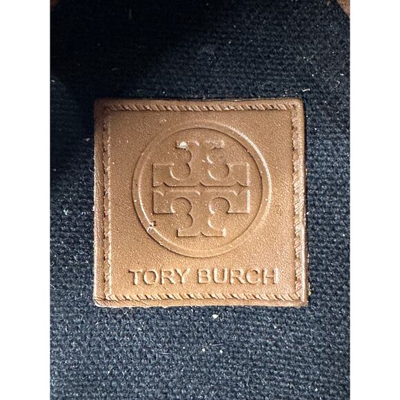 Tory Burch Majorca Wedge Sandal Peep Toe Black Canvas Espadrille Size 9 - Picture 8 of 13